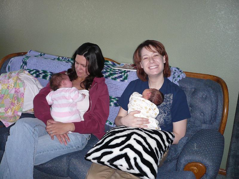 Hailee8th24 006.jpg - Rachael (high school and college friend) with Evangeline and Bekah with Hailee